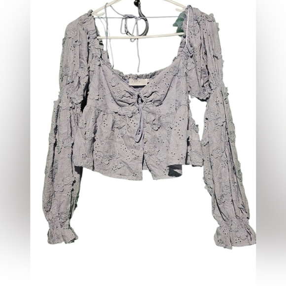 Astr Light Blue Eyelet Blouse Size Small EUC - Picture 2 of 4